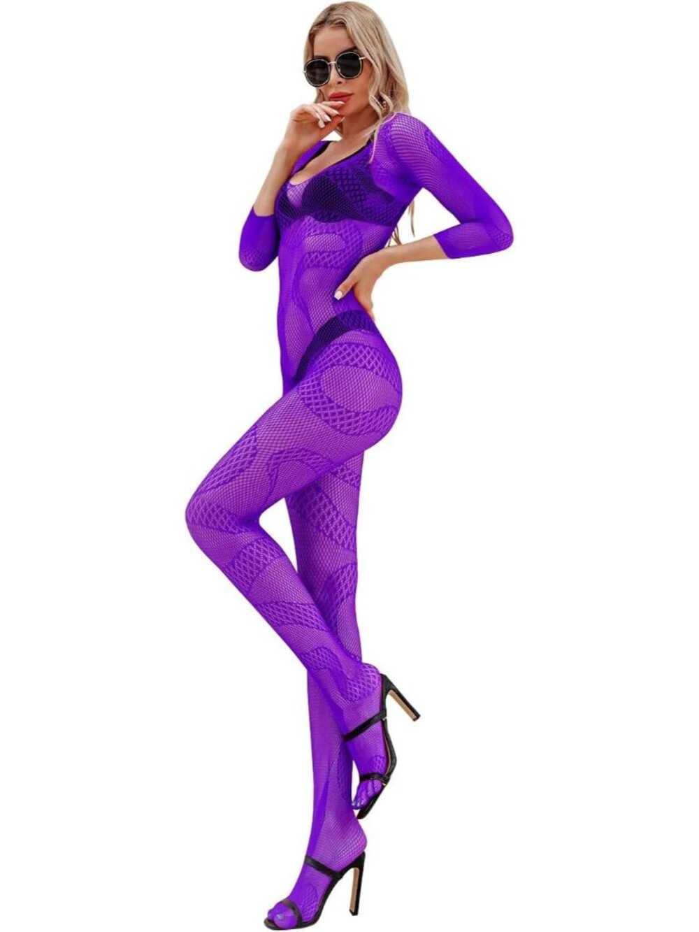 Women's Body Stocking Purple Classic Jumpsuit Stockings Lingerie Comfort Soft